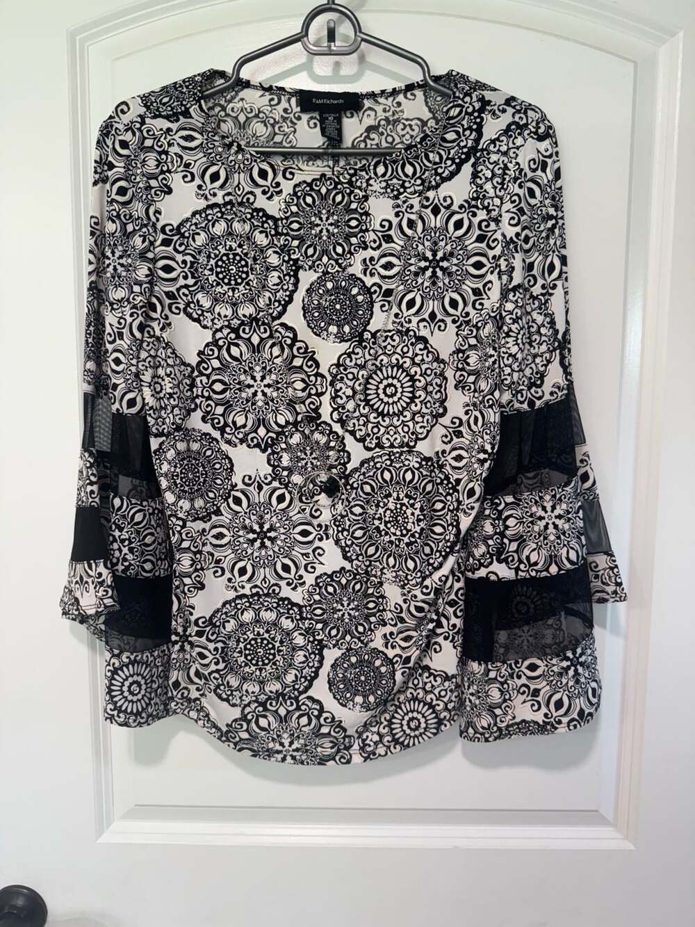 Whimsigoth Boho Medallion Tunic Mesh Bell Sleeve Statement Top Women’s 10